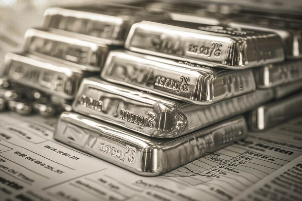 Le lingot argent : prix, TVA et formats à comparer 6 Lingots d'argent empilés