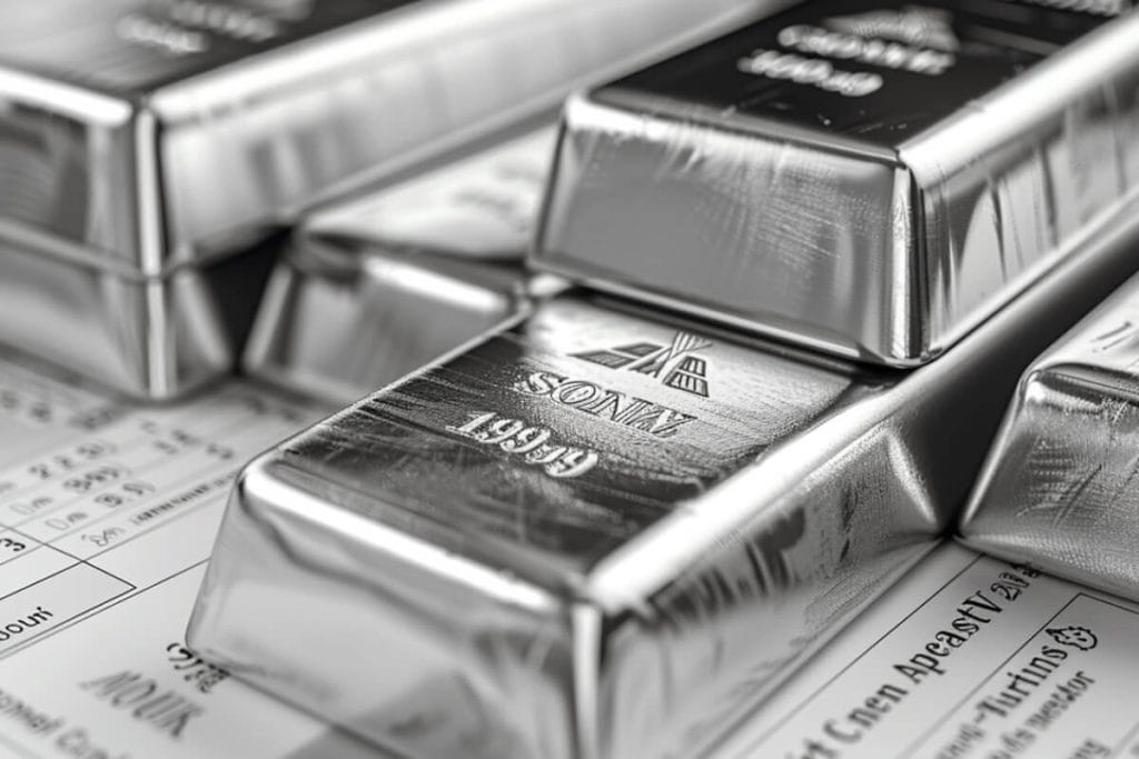Votre achat argent : TVA, prime et stockage sans surprise 4 Gros plan sur des lingots d'argent au titre de 999 ‰, format pensé pour un achat en quantité