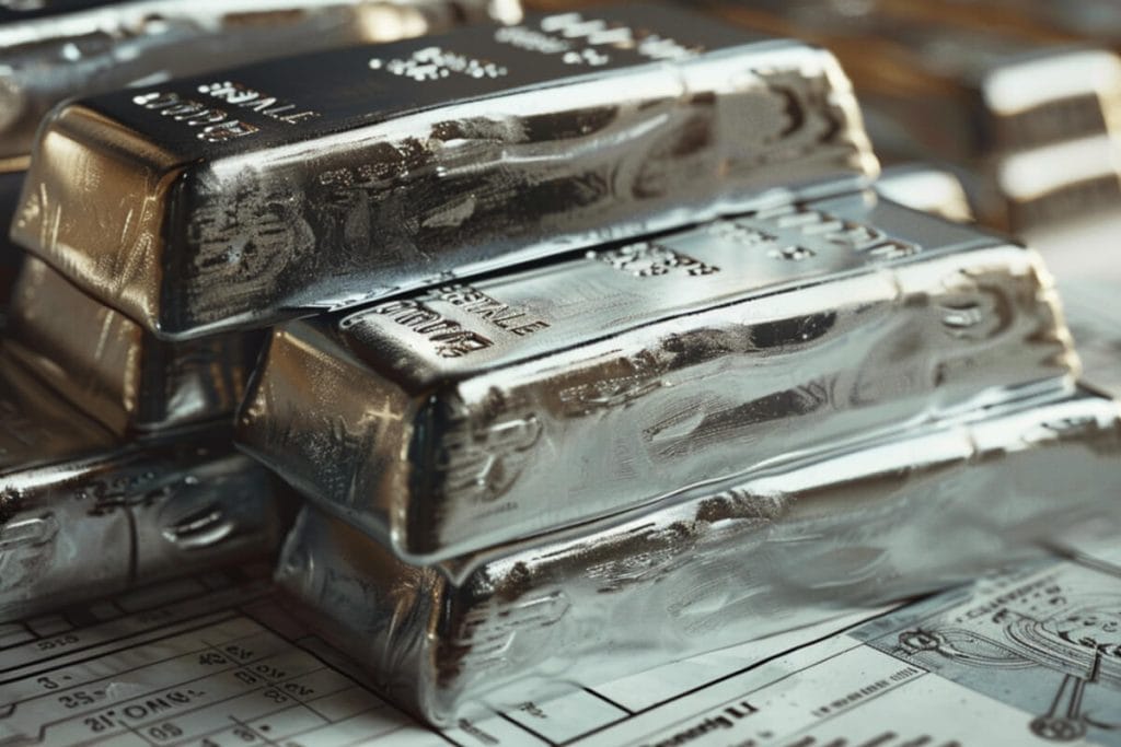 Le lingot argent : prix, TVA et formats à comparer 3 Lingots d'argent empilés photographiés en gros plan