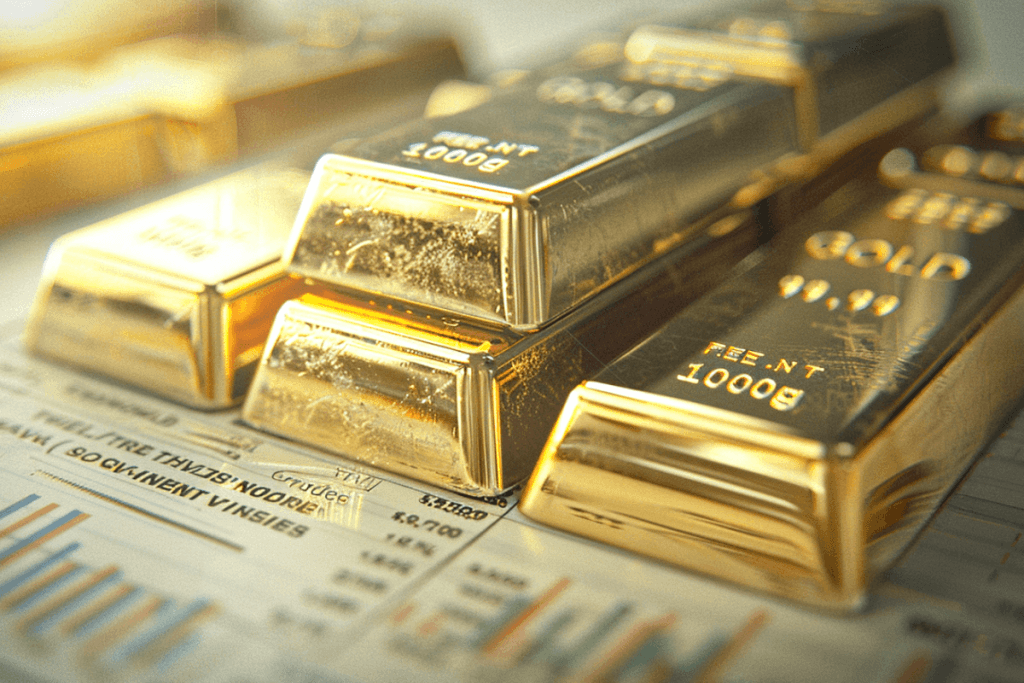 Prix lingot d'or 1kg : toutes les offres relevées aujourd'hui 2 Lingots d'or de 1 000 g posés sur un journal financier