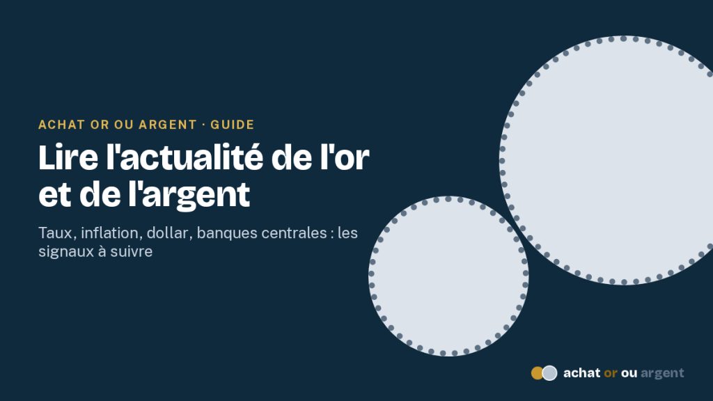 Actualités de l'économie, de l'or et de l'argent 5 Actualités : visuel titre « Lire l'actualité de l'or et de l'argent » et les signaux à suivre